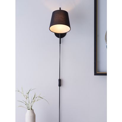 John Lewis Harry Plug-In Wall Light Black | H28.50cm * W16.00cm * D24.00cm