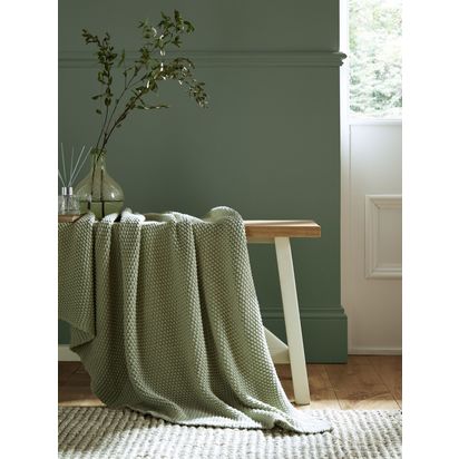 Laura Ashley Parker Cotton Throw Sage | L150 x W125cm