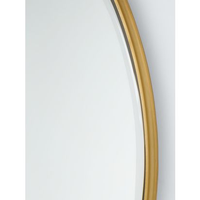 John Lewis Dalston Aluminium Round Wall Mirror, 80cm Plain Brass | Dia.80 x D2.5cm