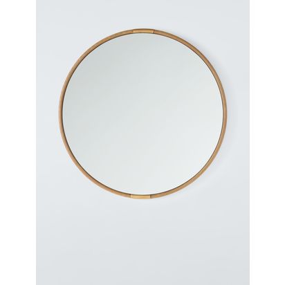 John Lewis Knurl Metal Frame Round Wall Mirror, 63cm Antique Brass | Dia.63 x H2cm