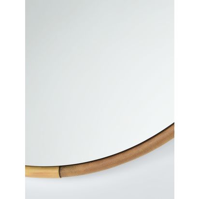 John Lewis Knurl Metal Frame Round Wall Mirror, 63cm Antique Brass | Dia.63 x H2cm