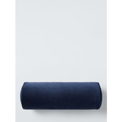 John Lewis Cotton Velvet Bolster Cushion Navy | L55 x Dia.20cm