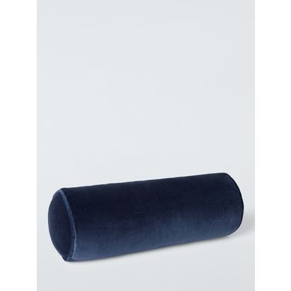 John Lewis Cotton Velvet Bolster Cushion Navy | L55 x Dia.20cm