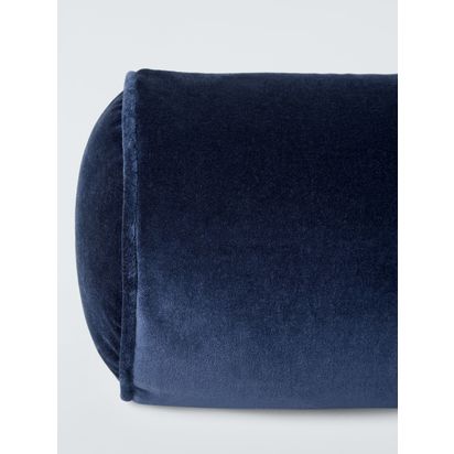 John Lewis Cotton Velvet Bolster Cushion Navy | L55 x Dia.20cm