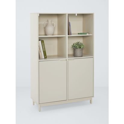 John Lewis Format Wide Bookcase, Greige Natural | H138.3 x W90 x D36cm