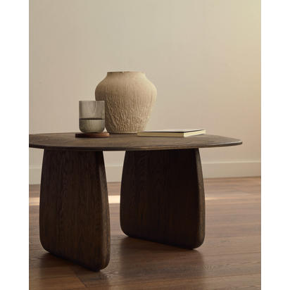 Pirita side table made from solid oak wood in a dark finish, 71 x 70 cm FSC 100%