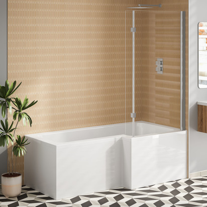 Armourcast Reinforced L Shape RH Single Ended Bath & L Shaped Screen with Standard Panel - 1700 x 700