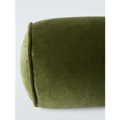 John Lewis Cotton Velvet Bolster Cushion Olive | Dia.20 x D55cm