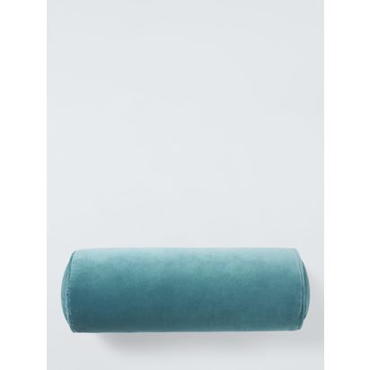 John Lewis Cotton Velvet Bolster Cushion Soft Teal | L55 x Dia.20cm