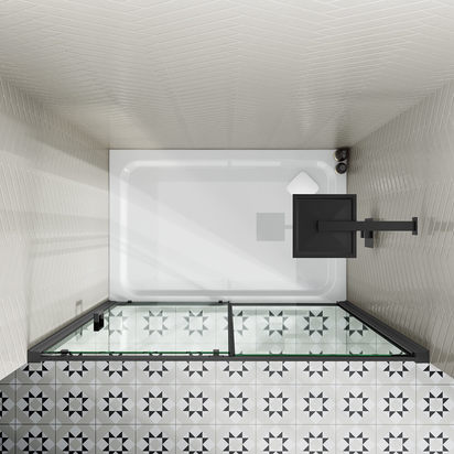 Harbour Primrose 6mm Single Matt Black Sliding Shower Door - 1400mm