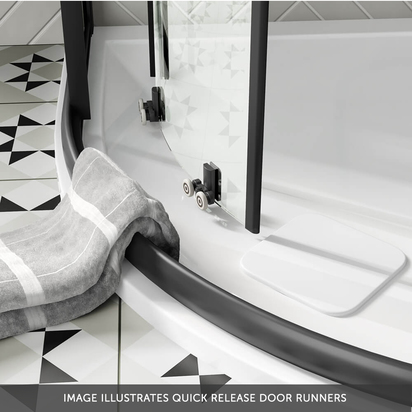 Harbour Primrose 6mm Single Matt Black Sliding Shower Door - 1400mm