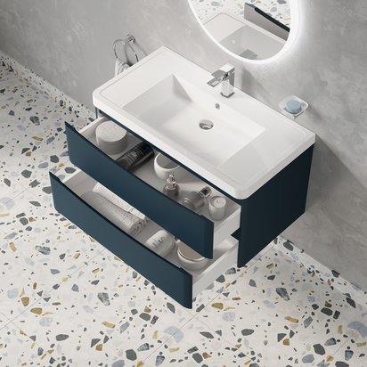 Harbour Origin 900mm Navy Blue Wall Mounted Vanity Unit & Basin