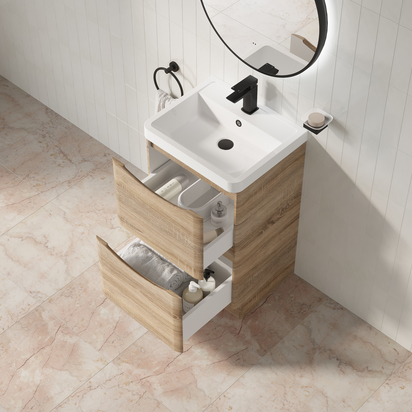 Harbour Origin 500mm Light Oak Floorstanding Vanity Unit & Basin
