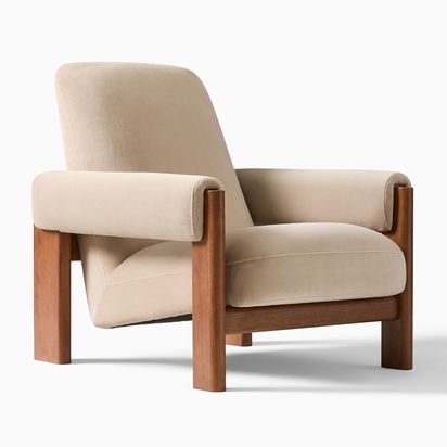 Nils Armchair, Deluxe Velvet, Clay, Cool Walnut