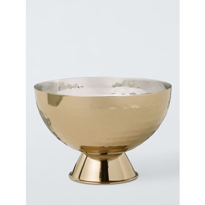 John Lewis Hammered Stainless Steel Footed Small Bowl, 12cm, Gold Gold | H8.5 x Dia.12cm