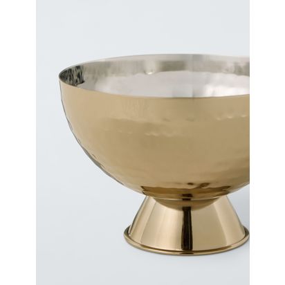 John Lewis Hammered Stainless Steel Footed Small Bowl, 12cm, Gold Gold | H8.5 x Dia.12cm