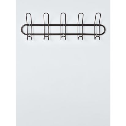 John Lewis Metal 5 Hook Rack, Black Black | H20 x W60.70 x D7.70cm