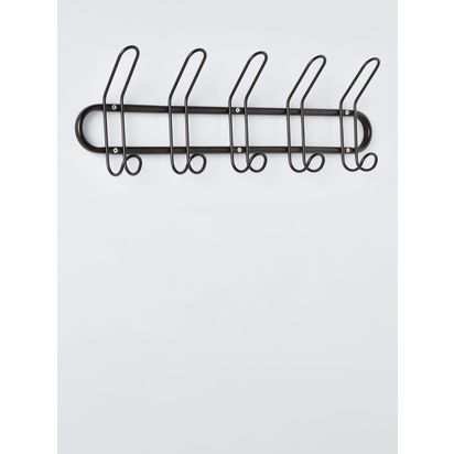 John Lewis Metal 5 Hook Rack, Black Black | H20 x W60.70 x D7.70cm