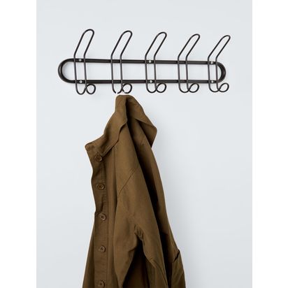John Lewis Metal 5 Hook Rack, Black Black | H20 x W60.70 x D7.70cm