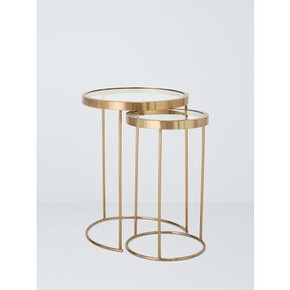 John Lewis Savoy Nest of 2 Glass Tables Brass | H54.70cm