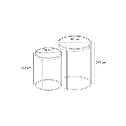 John Lewis Savoy Nest of 2 Glass Tables Brass | H54.70cm