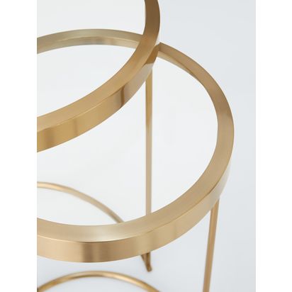 John Lewis Savoy Nest of 2 Glass Tables Brass | H54.70cm