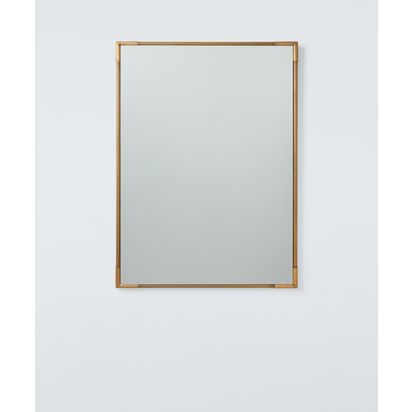 John Lewis Knurl Metal Frame Rectangular Wall Mirror, 90 x 60cm, Antique Brass Antique Brass | H90 x W60 x D2cm