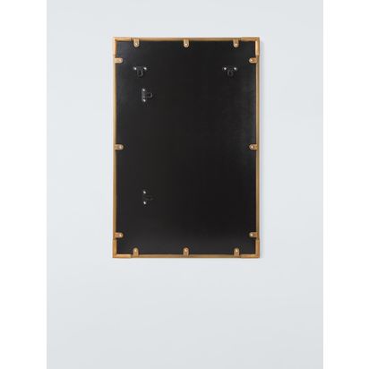 John Lewis Knurl Metal Frame Rectangular Wall Mirror, 90 x 60cm, Antique Brass Antique Brass | H90 x W60 x D2cm