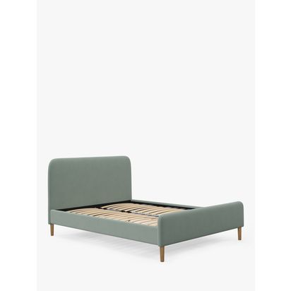 John Lewis Bonnie Upholstered Bed Frame, Single Textured Weave Blue | H101 x W101 x D204cm