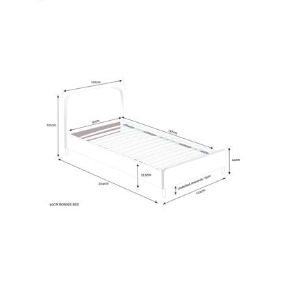 John Lewis Bonnie Upholstered Bed Frame, Single Textured Weave Blue | H101 x W101 x D204cm