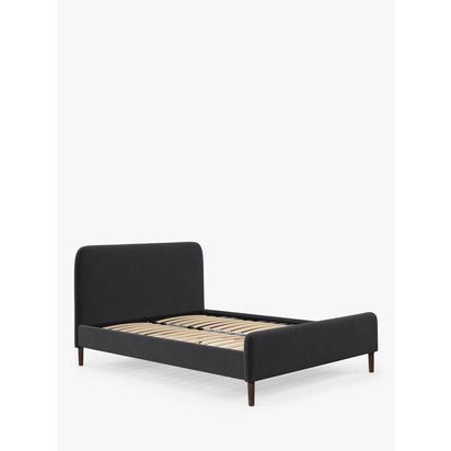 John Lewis Bonnie Upholstered Bed Frame, King Size Brushed Tweed Charcoal | H101 x W162 x D214cm