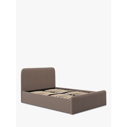 John Lewis Bonnie Ottoman Storage Upholstered Bed Frame, Small Double Deep Velvet Mink | H96 x W134 x D208cm