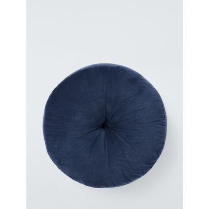 John Lewis Velvet Moroccan Round Cushion Navy Blue | Dia.40 x H10cm