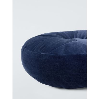 John Lewis Velvet Moroccan Round Cushion Navy Blue | Dia.40 x H10cm