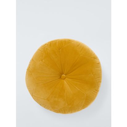 John Lewis Velvet Moroccan Round Cushion Gold | Dia.40 x H10cm