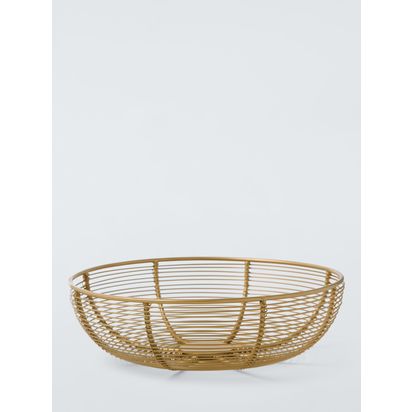 John Lewis Wire Basket Fruit Bowl, 25cm, Gold Gold | H7.5 x W25 x D25cm
