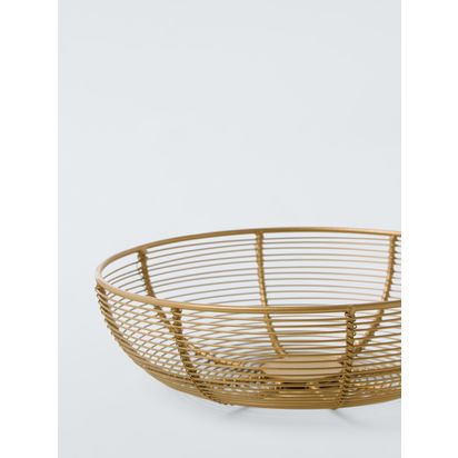 John Lewis Wire Basket Fruit Bowl, 25cm, Gold Gold | H7.5 x W25 x D25cm