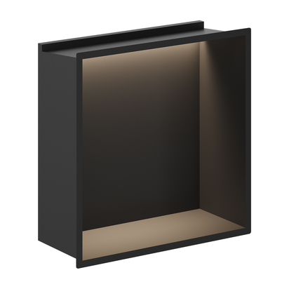 Crosswater Inset Shower Niche 305 x 305 x 120mm with LED Light Strip - Matt Black