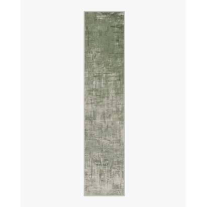 Impasto Sage Green Flatwoven Rug - 75 x 365 cm - Rug + Pad System