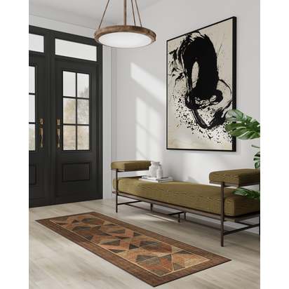Ember Copper & Brown Flatwoven Rug - 75 x 305 cm - Rug + Pad System