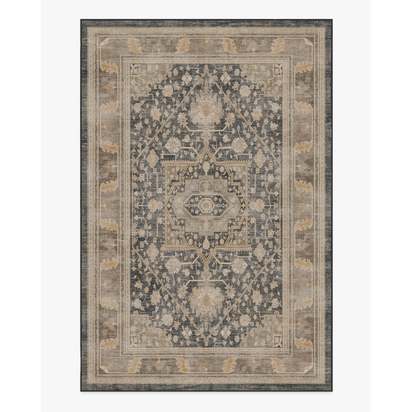 Zahra Ink & Vintage Citrone Flatwoven Rug - 185 x 275 cm - Rug + Pad System