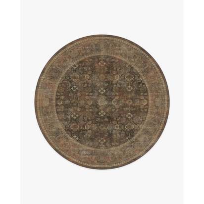 Ophelia Bronze Multicolour Flatwoven Rug - 245 Round cm - Rug + Pad System