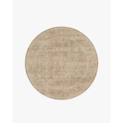 Ophelia Warm Natural Flatwoven Rug - 185 Round cm - Rug + Pad System
