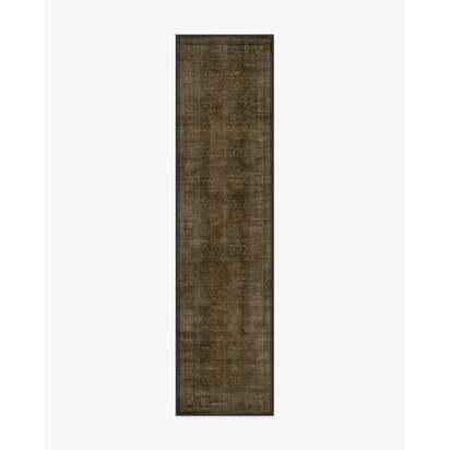 Vesper Olive & Gold Flatwoven Rug - 75 x 305 cm - Rug + Pad System