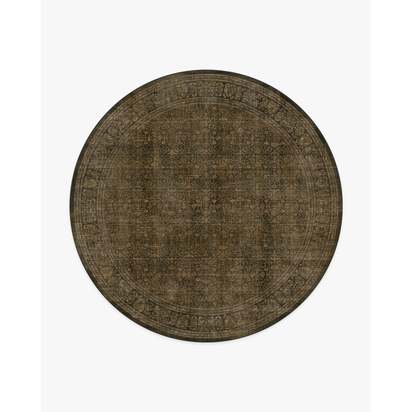 Vesper Olive & Gold Flatwoven Rug - 245 Round cm - Rug + Pad System