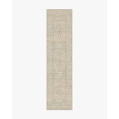 Rowan Soft Grey & Ivory Flatwoven Rug - 75 x 305 cm - Rug + Pad System