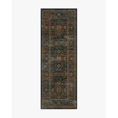 Ophelia Navy & Redwood Flatwoven Rug - 75 x 215 cm - Rug + Pad System