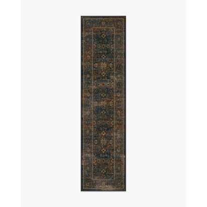 Ophelia Navy & Redwood Flatwoven Rug - 75 x 305 cm - Rug + Pad System