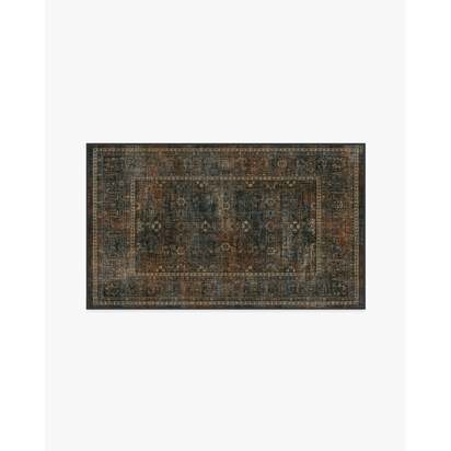 Ophelia Navy & Redwood Flatwoven Rug - 90 x 150 cm - Rug + Pad System