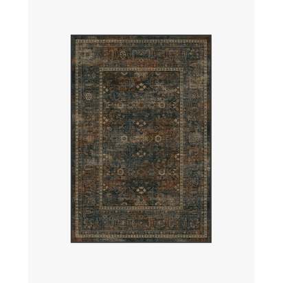 Ophelia Navy & Redwood Flatwoven Rug - 120 x 185 cm - Rug + Pad System